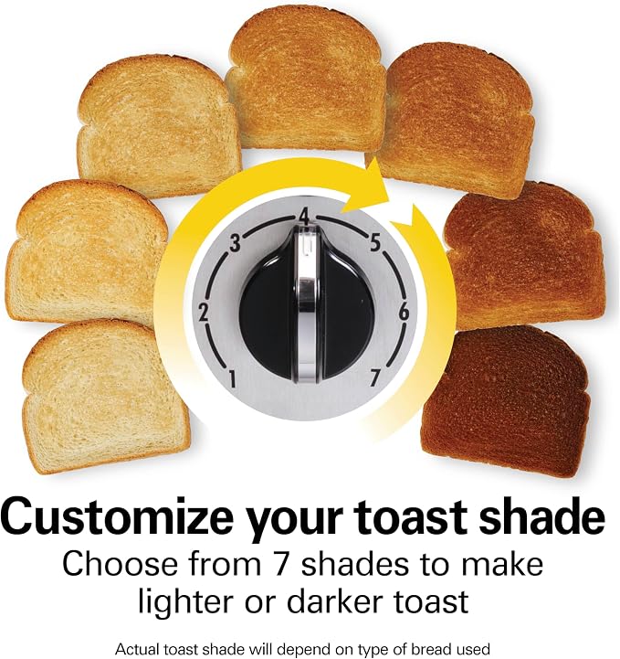 Hamilton Beach 2 Slice Toaster with Extra-Wide Slots, Bagel Setting, Toast Boost, Slide-Out Crumb Tray, Auto-Shutoff & Cancel Button, Defrost Function, Stainless Steel (22794)