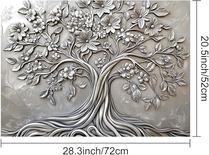 HOMETITUTE Stove Top Cover for Electric Stove 28x20 Inch Tree of Life Glass Cooktop Protector Mat Heat Resistant Decorative Kitchen Cover for Glass Range Countertop Coffee Mat