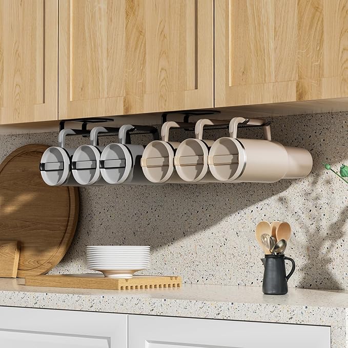 MOJOHAND Water Bottle Organizer for Full Stanley Tumbler with Handle, Pantry Kitchen Organizers and Storage for Cup Accessories, Water Bottle Holder Wine Rack (Black- 2Pack)
