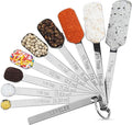 18/8 Stainless Steel Measuring Spoons Set 10, Metric & US Long Handle Measure Spoon for Kitchen & Baking, Metal Measuring Spoons Set with 1/16Tsp & 2/3Tbsp for Spice Jar