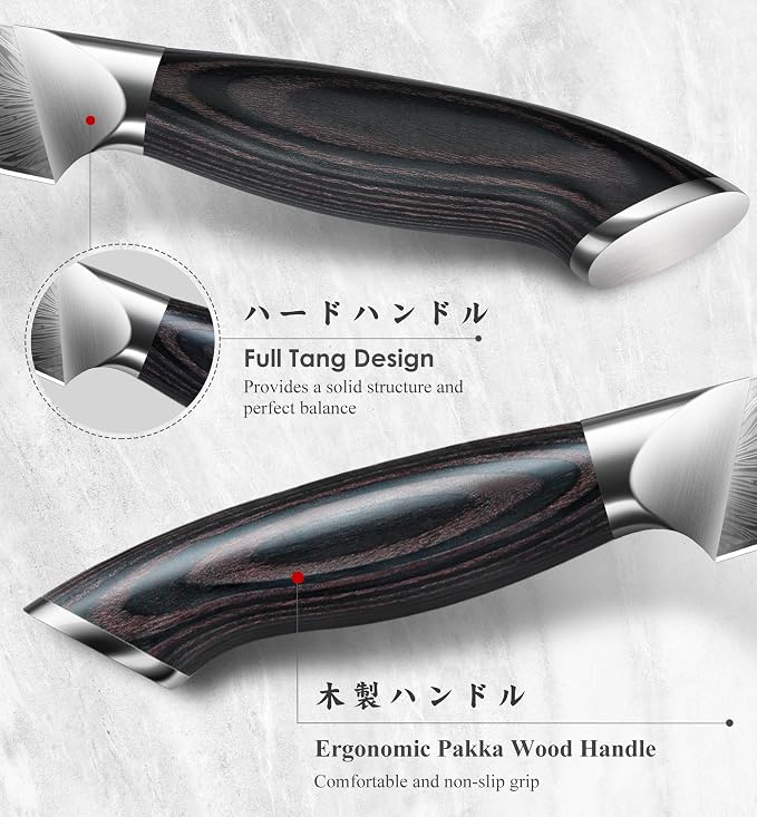 Kitchen Paring Knife 4“ - Japanese Powder Steel 63 HRC Fruit Knife for Peeling & Coring Razor Sharp 12° Edge Vegetable Chopper with Pakkawood Handle