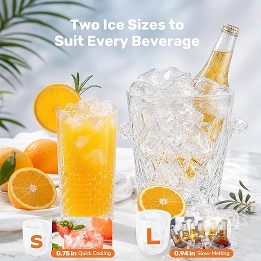 Sweetcrispy Countertop Ice Maker with Scoop, Basket and Handle, Portable Ice Machine 9 Cubes Ready in 6 Mins, 26.5lbs in 24Hrs, 2 Sizes for Home Kitchen Office Bar Party