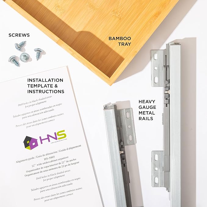 HOLDN’ STORAGE Bamboo Wooden Pull out Cabinet Organizer 22"W x 21"D Requires At Least a 23.25"W x 21"D Cabinet Opening W/Lifetime Limited Warranty, Bamboo Tray and Heavy Gauge Metal Rails