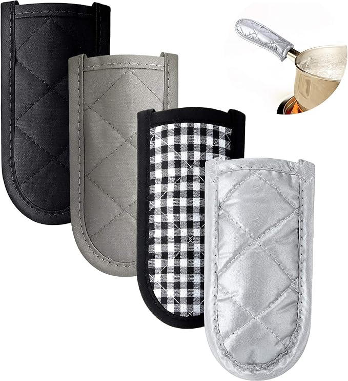 Patelai 4 Pcs Cast Iron Skillet Handle Covers, Pot Handle Covers Heat Resistant, Hot Pan Sleeve Skillet Mitt Holder Non Slip for Kitchen Cooking BBQ and Baking Cookware Tools