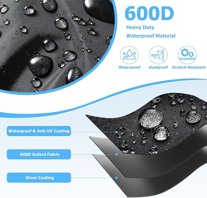 Outdoor Refrigerator Cover,600D Heavy Duty 100% Waterproof Upright Freezer Cover,Outside Stand Up Fridge Covers.Front Can Be Rolled-Up by Zippers.(Black,30" W x 33" D x 62" H)