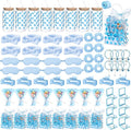 Vesici 73 Pcs Spa Sleepover Party Supplies Bulk Women 8 Sets Slumber Birthday Bridesmaid Gift Crochet Flower Glass Cup Eye Mask Hair Ties Gift Bag Bracelets Scrunchies Headband(Cherry Blossoms,Blue)