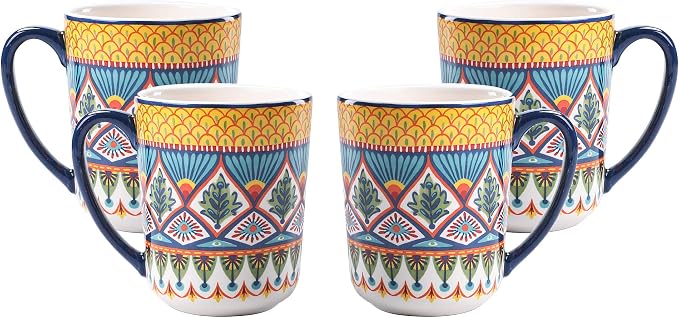 Bico Havana Ceramic Coffee Mugs Set of 4, 16 oz Large Tea Cups with Handle, Aesthetic Latte Mugs for Cappuccino Cocoa, Lead-Free, Dishwasher and Microwave Safe, Housewarming Gift