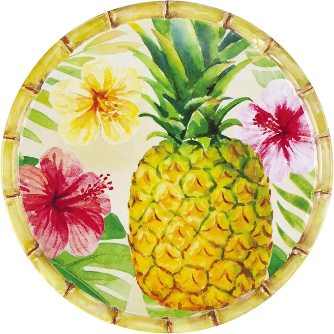 UPware 12 Piece Pineapple Melamine Dinnerware Sets, Outdoor Dishes Set, Plates and Bowls Sets, Service for 4, Multicolor