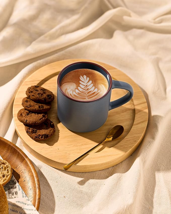 famiware Coffee Mugs Set of 4, Nebula 14oz Coffee Mugs, Ceramic Cup Set with Handle for Latte, Tea, Milk, Cappuccino, Cocoa, Charcoal