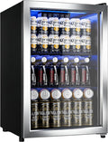 Manastin Beverage Refrigerator Cooler-Mini Fridge Freestanding Cooler with Glass Door, Adjustable Shelves & Digital Temperature Display for Drink, Wine or Beer (Silver, 2.47 Cu.Ft)