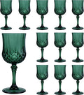 Plastic Wine Glasses, Plastic Goblets Vintage Style Cordial Unbreakable Drinking Glasses, Reusable Drinkware for Wedding Reception, Grand Event Party Supplies (12, Green)