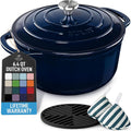 Zulay Kitchen 6.4QT Enameled Cast Iron Dutch Oven Pot with Lid, Heavy-Duty Soup Pot for Stews, Braising, Roasting & Sourdough Bread Baking, Oven Safe up to 500°F - Lapis Lazuli
