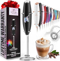 Zulay Kitchen Powerful Milk Frother Handheld Foam Maker for Lattes - Whisk Drink Mixer for Coffee, Mini Foamer for Cappuccino, Frappe, Matcha, Hot Chocolate - Unicorn Black