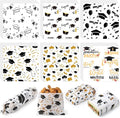 Reallnaive 300 Pcs Graduation Wax Paper Sheets 12 x 12 Inch Black and Gold Parchment Deli Tissue Paper Sandwich Wrapping Sheets Food Basket Liners for Kitchen Restaurant Baking Supplies, 6 Styles