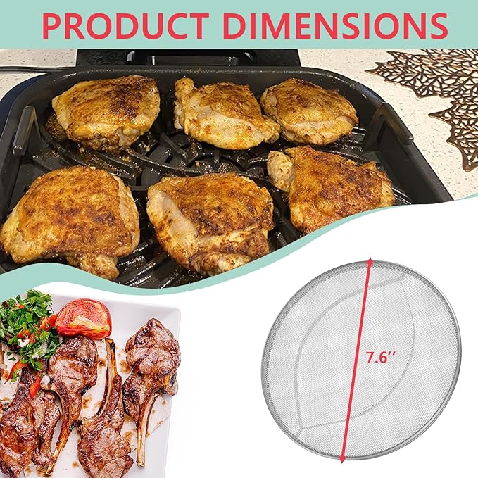 2-Pack Splatter Shield for Ninja FG551 DG551 BG500A Foodi Air Fryer Accessories, Stainless Steel Splash Guard Replacement Parts for Ninja 6 in 1 Smart XL Indoor Grill, Foodi XL Mesh Screen