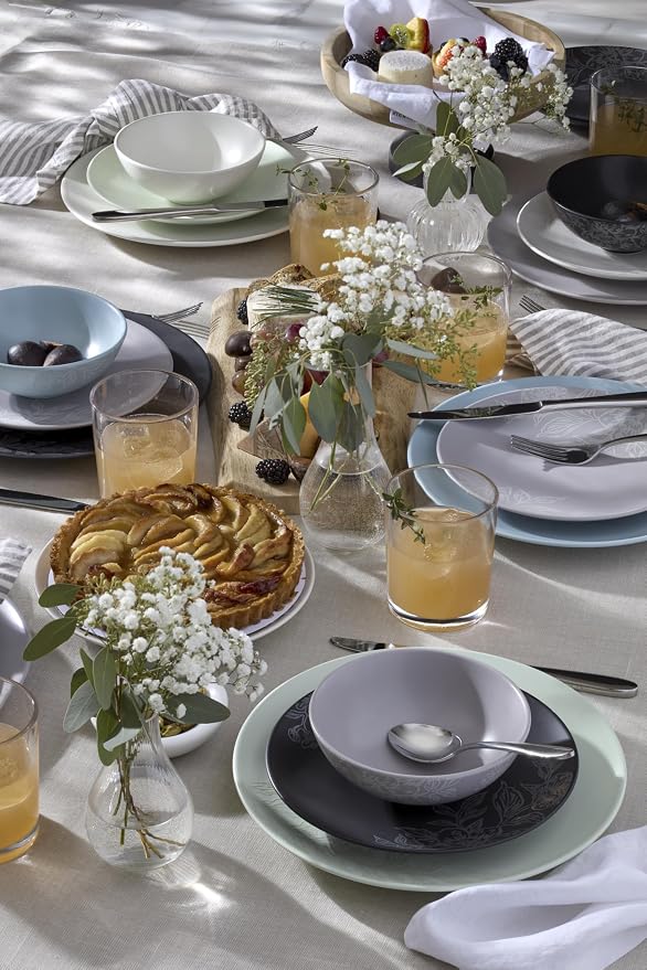 Oneida 897397 Roseto 12-Piece Dinnerware Set, White