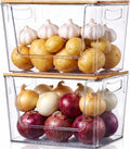 Pantry Organizers Storage, 2 Pack Large Clear Storage Bins for Onion, Potato, Garlic, Canned Food, Organizer Bins for Under Sink, Kitchen, Countertop, Bathroom