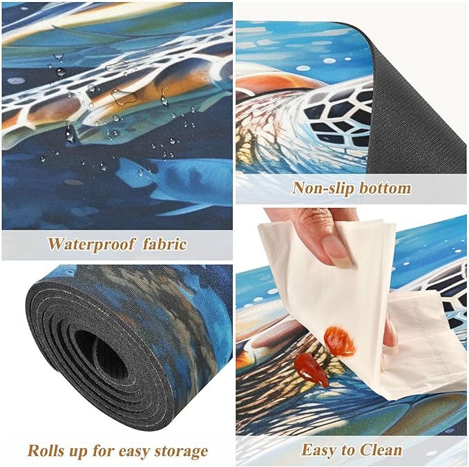 ALAZA Sea Turtle Trivet Table Runner 40 Inches Long Trivet for Hot Pots and Pans/Hot Dishes,Table Protector Heat Up to 230F, Decorative Hot Plates Mat for Kitchen Countertop