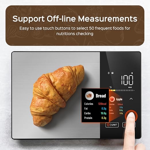 Smart Nutrition Food Scale with App, Color TFT Display for Calorie & Macro Tracking, Tracks 24 Nutrients, 1g/0.1oz Precision, 11lb/5kg Digital Kitchen Scale for Weight Loss, Keto & Meal Prep