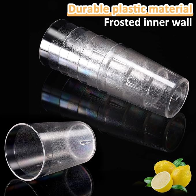 Meanplan 100 Pack Plastic Reusable Drinking Glasses Restaurant Grade 8 oz Plastic Cups Unbreakable Stackable Drink Tumblers Water Cup for Kitchen Cafe Wedding Birthday Party Supplies (Frosted)