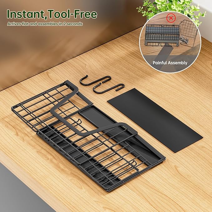 2 Pack Magnetic Shelves for Washing Machine, 15LB Heavy Duty Laundry Organizer, Large Capacity Collapsible Deep Baskets, No Assembly Organizer with Hooks, for Fridge, Dryer, Kitchen Spice Rack