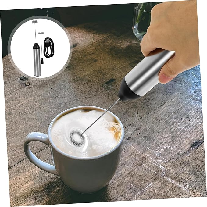 GLEAVI 1pc Rechargeable Electric Frother for Coffee Handheld Latte and Cappuccino Maker Compact Design for for and Creamy Drinks