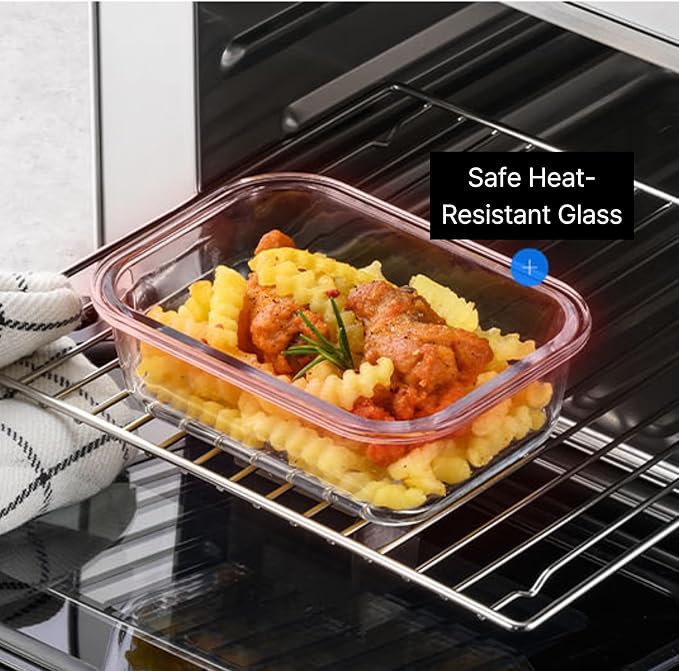 LocknLock LNG455S5W The Clear Borosilicate Glass Food Storage Containers with Lids, 10-Piece Set for Kitchen, Lunch, Meal Prep, Leftovers, Leakproof, Freezer, Microwave, and Dishwasher Safe
