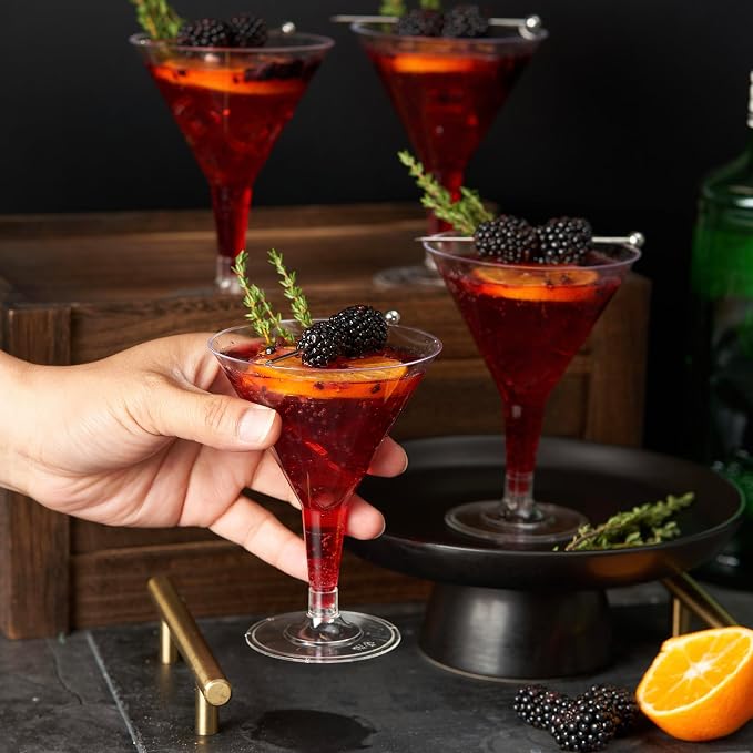 MATANA 48 Premium Plastic Martini Cocktail Glasses, 7 Oz - Elegant, Sturdy & Reusable - Manhattan, Margarita, Cosmopolitan, Desserts - Weddings, Birthdays, Christmas, Garden Parties