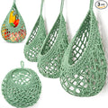 Honeydak Boho Decor Hanging Wall Baskets for Kitchen 3 Pack Teardrop Baskets with Hooks Storage Fruit Onion Vegetable Potato for Home 3 Sizes(Sage Green,Crochet,Cotton Rope)