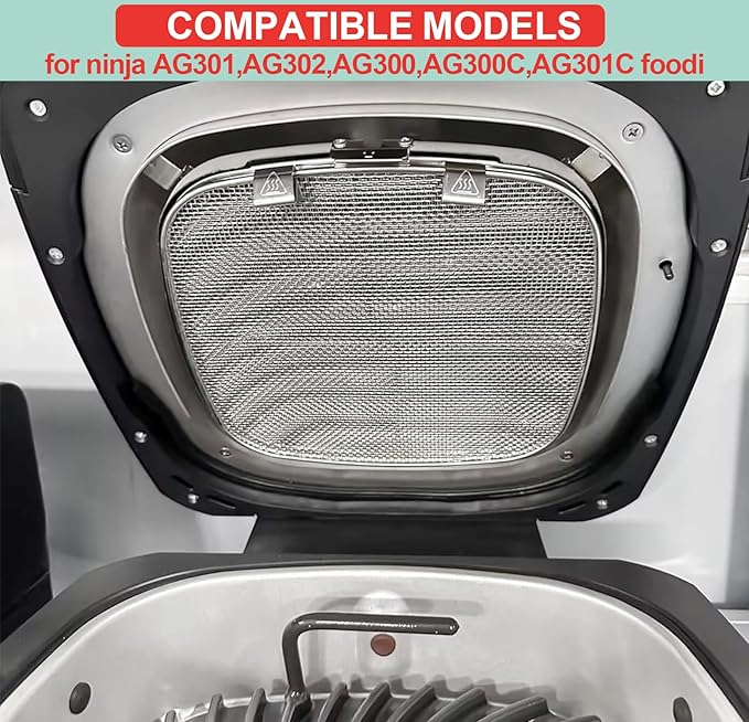 2-Pack Splatter Shield for Ninja AG300 AG301 AG301C AG300C Foodi Air Fryer Accessories, Splash Guard for Ninja 5 in 1 Smart Xl Indoor Grill Mesh Screen, Stainless Steel Splatter Screen