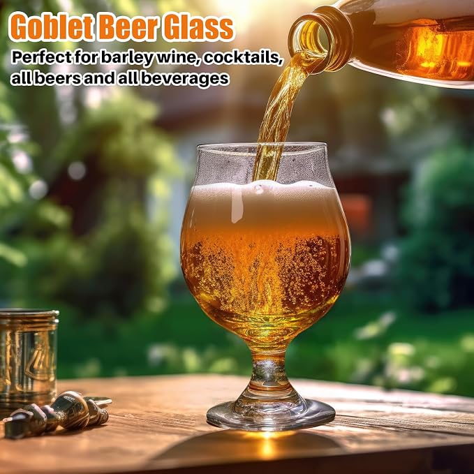 Sabary 24 Pcs 16 oz Classic Craft Goblet Beer Glasses Belgian Style Tulip Beer Glasses Cup Drinking Set for Bachelor Party, Hosting Party, Glassware, IPA Ale Pilsner Belgian