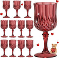 7OZ Plastic Wine Glasses, Reusable Vintage Goblets Unbreakable Drinking Glasses Crystal Water Cups Champagne for Wedding, Parties (12, Burgundy)