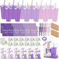 Nuogo 12 Sets New Parent Shower Prizes for Player Winners Adult, Wedding Bridal Shower Gift, Plastic Tumbler Notebook Scented Candle Ballpoint Pen Bag (Gradient Purple,Classic Style)