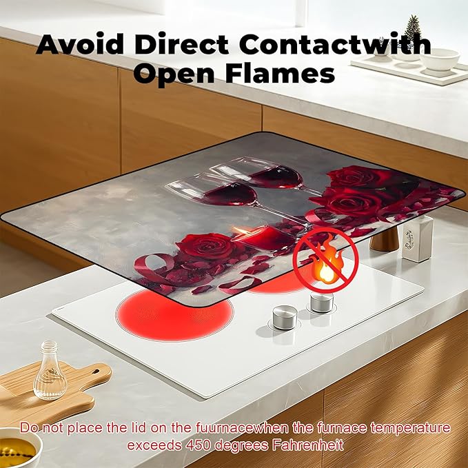 Heat-Resistant Glass Stove Top Cover with Anti-Slip Rubber Coating – 28.5x20.5 Inch Electric Stove Protector, Scratch-Resistant, Expands Counter Space, Stylish Kitchen Decor