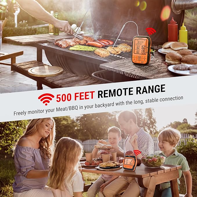 TempPro 500FT Long Range Wireless Meat Thermometer for Grilling and Smoking with 2 Probes, Smoker BBQ Grill Kitchen Food Cooking Digital Thermometer for Meat Turkey (Previously ThermoPro)