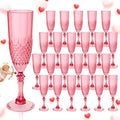 Plastic Champagne Flutes, Champagne Glasses Bulk, Reusable Unbreakable Acrylic Wine Glasses Goblets for Weddings Bachelor Parties Toasting Bridal Shower (24, Red)