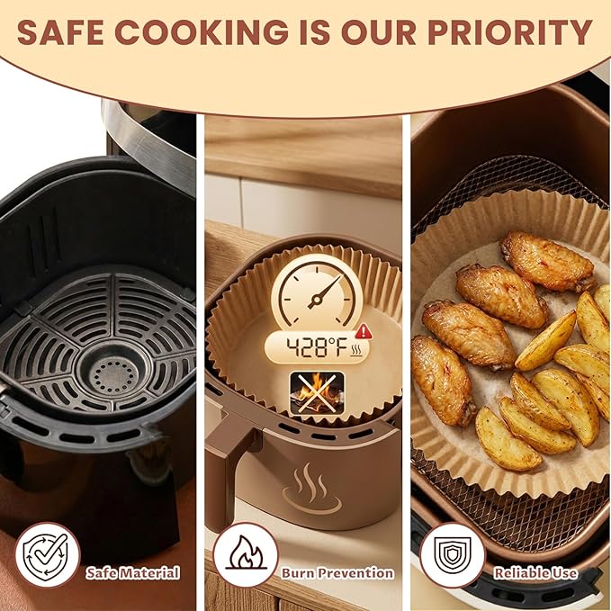 500 Pcs Round Air Fryer Liners Disposable, Paper Liners for Air Fryer Basket, Parchment Paper Air Fryer Liners, Non-Stick and Oil Proof for Easy Cleanup, Parchment Paper Round for Bread, Fries, Pizza
