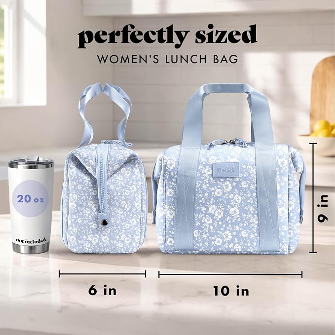 Fit & Fresh Remi Lunch Bag for Women Work – Neoprene Lunch Tote with Containers & Ice Pack, Reusable Meal Prep Lunch Box, Large Capacity, Machine Washable