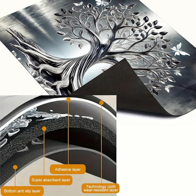 HOMETITUTE Diatomite Tree of Life Stove Top Cover for Electric Stove Butterfly Dish Drying Mat 28x20 Inch Kitchen Protector Heat Resistant Pad Coffee Mat