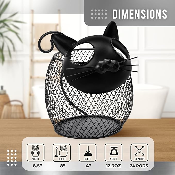 Made Easy Kit Coffee Pod Basket Organizer Useful Decor - Compatible with Keurig K-Cup Pods - Home Coffee Bar Functional Decoration - Café Station Countertop Freestanding Storage Accessory (Bunny)