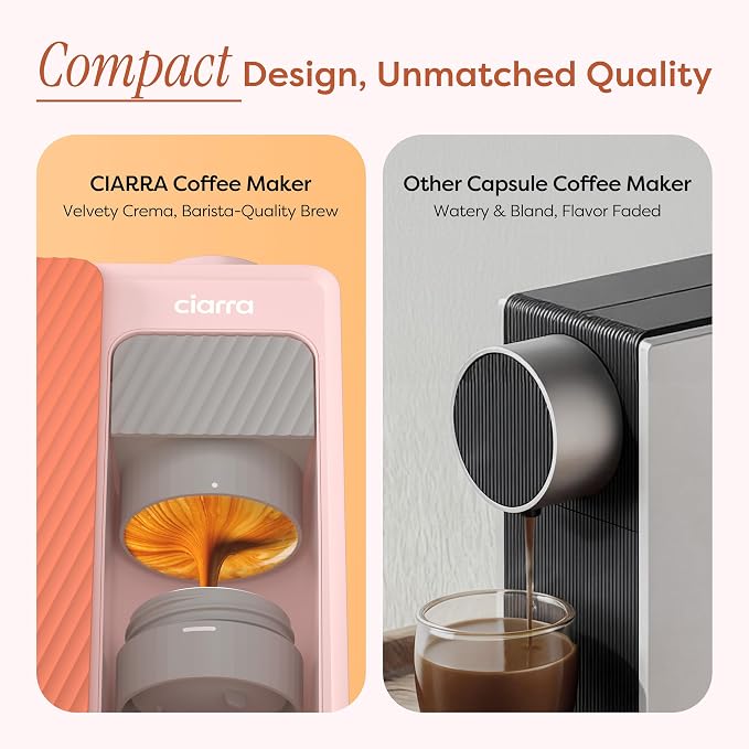 CIARRA Bloombox Compact Espresso Coffee Maker, 15 Bar Rich Flavor Brew Espresso Coffee Machine for Travel Camping RV Office Home, Easy to use, 6.1oz Stainless Steel Water Tank