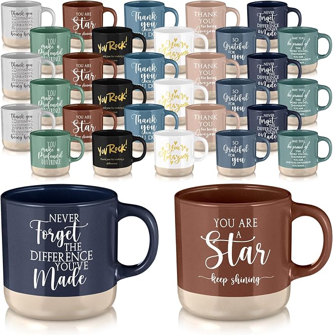 Didaey 30 Pcs Thank You Mugs Bulk Appreciation Gifts for Employee Coworkers Staff Teachers Motivational Ceramic Coffee Mugs Thank You Farewell Going Away Gifts for Coworkers(Classic)