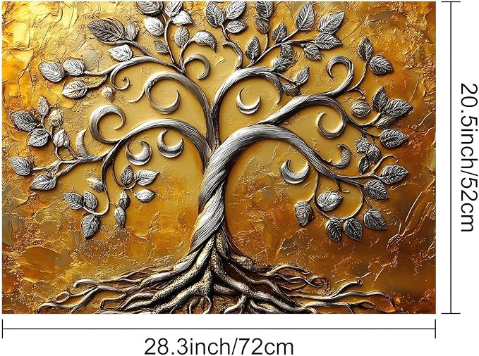 HOMETITUTE Stove Top Covers Pad Silver Tree of Life Kitchen Decorations 28 x 20 inches Stove Top Cover for Electric Coffee Bar Mats Pad Fit Coffee Maker Machine Countertops and Sinks