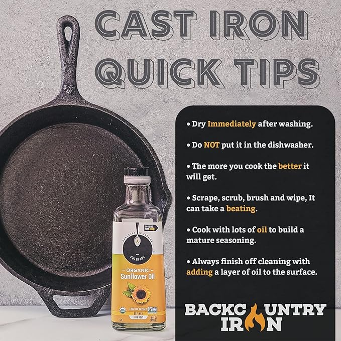 8 Inch Round Medium Pre-Seasoned Cast Iron Skillet