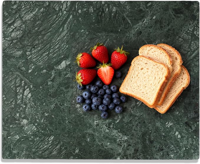 Marble Cutting Board for Kitchen 12×16In – Stone Cutting Board，Marble Pastry Board for Baking, Cheese，Charcuterie, Granite Cutting Board for Durable and Elegant Food Preparation (Green12×16In)