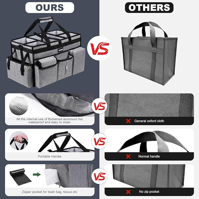 Extra Large Cleaning Caddy Bag with Rigid Support Board, Cleaning Organizer Tote with Detachable Divider, Adjustable Shoulder Strap & Waist Belt, Cleaning Supply Carrier for Cleaners & Housekeepers