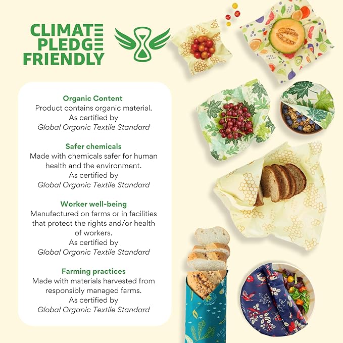 Bee's Wrap Beeswax Wraps for Bread - Beeswax Bread Wrap for Sourdough & Bread Storage - Plastic Free Made in USA Reusable Natural Food Wrap - Bees & Bears