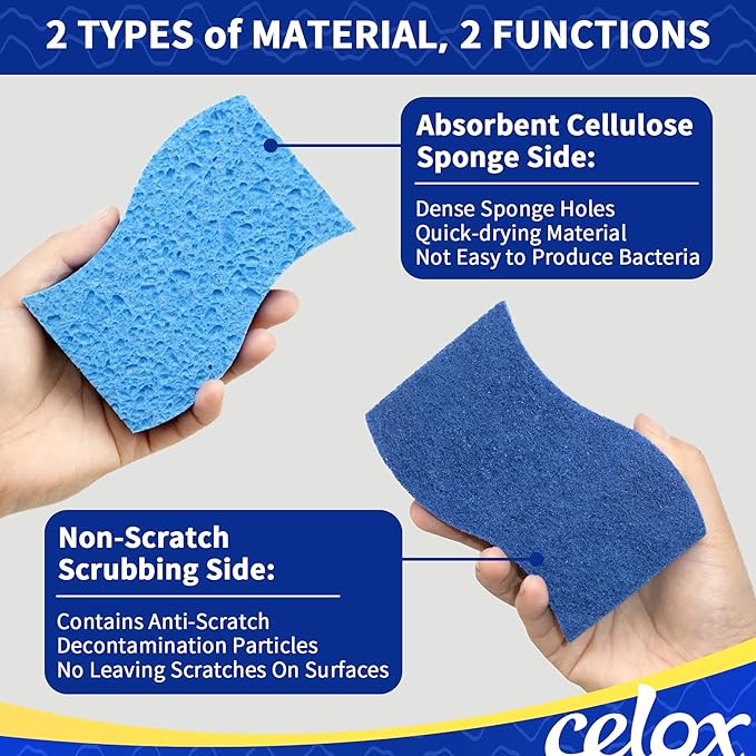CELOX 36 Pack Non-Scratch Dish Sponge and Dish Scrubber with Soap Dispenser for Pots, Dishes, Bowls