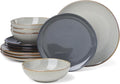 Oneida Dinnerware Sets, Organic Shades Gray 12-Piece Dinnerware Set, Set for 4, Service For 4, Stoneware Material, Dishwasher and Microwave Safe, Plates And Bowls, Dinner Dishes, Home (Gray, 12 Piece)