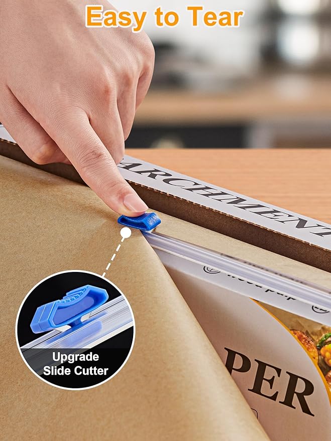 SMARTAKE Parchment Paper Roll for Baking, 2-Pack of 15 in x 242 ft, 600 sq.ft, Non-Stick Baking Paper Sheets with Slide Cutter, Heavy Duty Extra Long, for Kitchen Baking Cooking Grilling, Unbleached